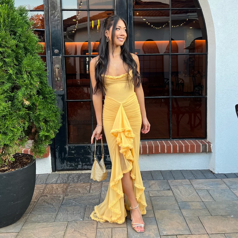 house of cb gabbi dress xs apricot